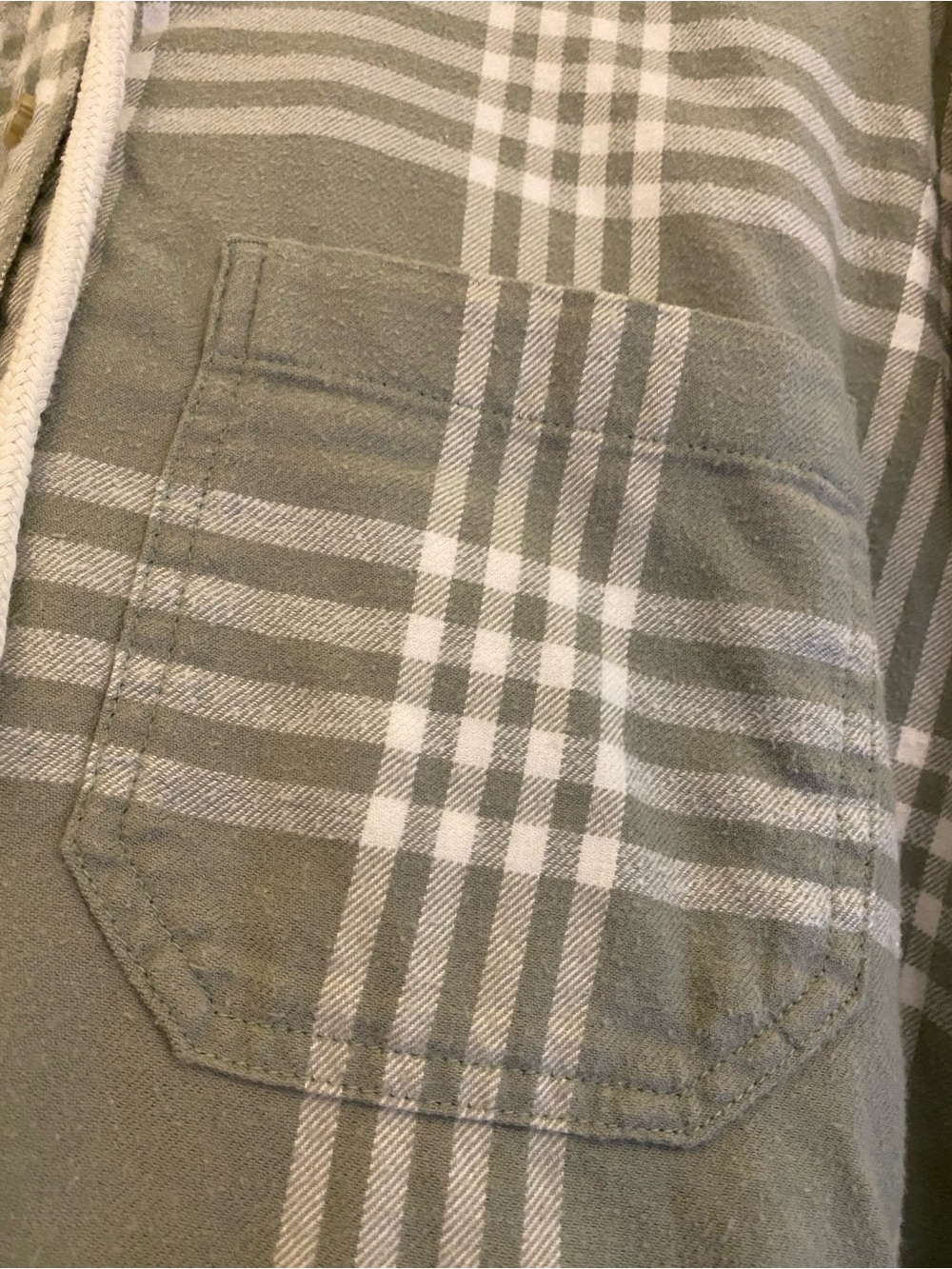 American Eagle Outfitters Sage Green Plaid Button Hoodie Shirt - Picture 4 of 9